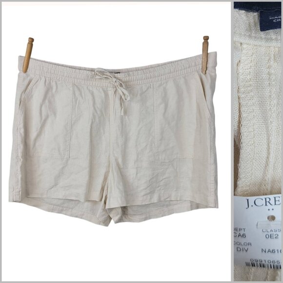 NEW J CREW Shorts Plus XXL Linen Drawstring Casual Pull On Drawstring Tan Beige - Picture 1 of 8